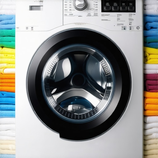 A front load washing machine with evenly distributed laundry loads demonstrating proper capacity utilization.