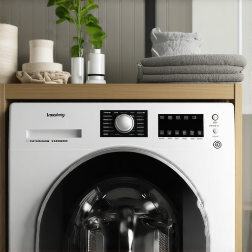 Smart Washing Machine with Connectivity Features Contemporary laundry room featuring a sleek Wi-Fi enabled smart washing machine.