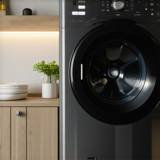 High-tech washing machine with digital controls and Wi-Fi connectivity in a modern laundry room
