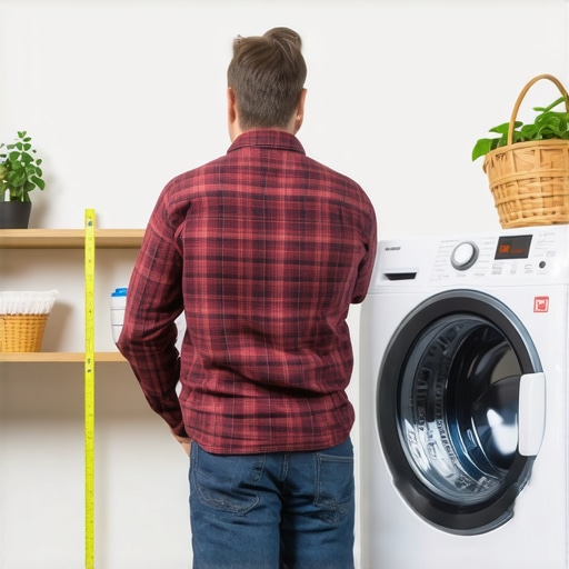 Measuring Laundry Space for Washer Person measuring laundry space to determine appropriate washer size