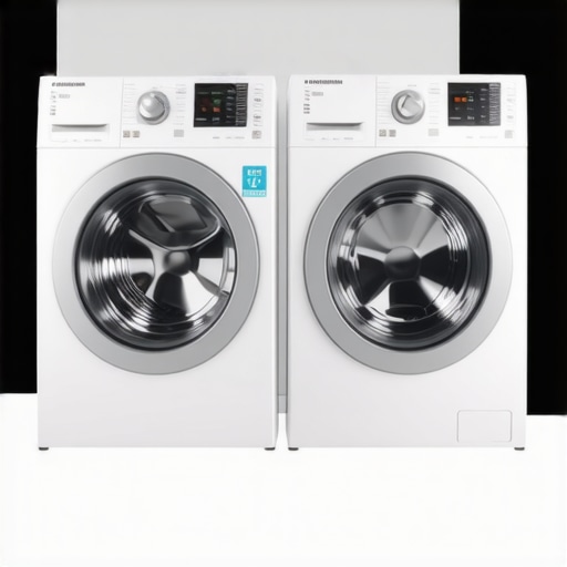 Side-by-side comparison of front load and top load washing machines highlighting size differences