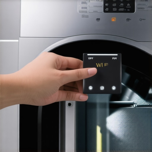 Person turning off WiFi settings on a smart washing machine control panel.