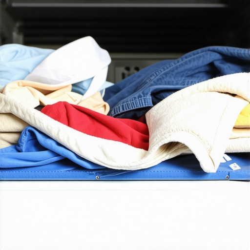 Illustration showing balanced laundry load inside a top load washing machine to prevent dry spots.